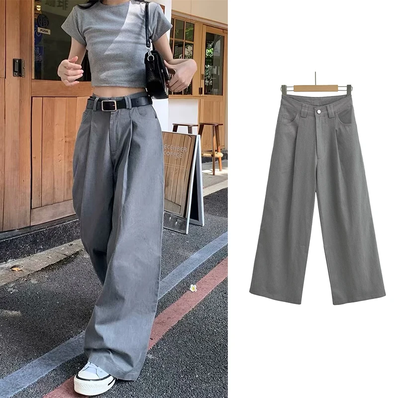 

TRAF ZR Loose Women's Tracksuits Y2k Harajuku Pants Trousers Summer Vintage Ladies Baggy Elegant Woman Korean Fashion Wide Flare