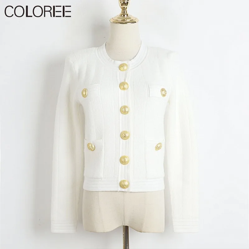 2024 Spring New in Knitwears Luxury Designer O-neck Long Sleeve Tops for Women Gold Buttons Knitted Sweater Mujer White Cardigan
2024 Spring New in Knitwears Luxury Designer O-neck Long Sleeve Tops for Women Gold Buttons Knitted Sweater Mujer White Cardigan