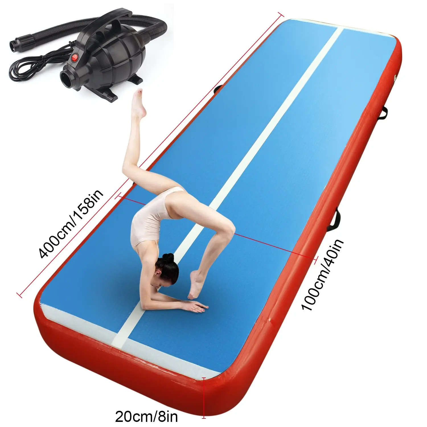 

Free Shipping Air Track Mat for Gymnastics 4x1x0.2m Airtrack Tumbling Home Set Inclined Air Beam Yoga Mat with Pump