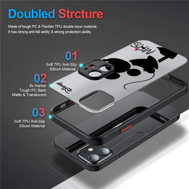 Phone Case For iPhone 14 15 16 Pro Disney Minnie Mickey Mouse Cover For Apple 11 13 Pro Max 12 Mini 8 16 Plus Translucent Fundas Phone Case For iPhone 14 15 16 Pro Disney Minnie Mickey Mouse Cover For Apple 11 13 Pro Max 12 Mini 8 16 Plus Translucent Fundas