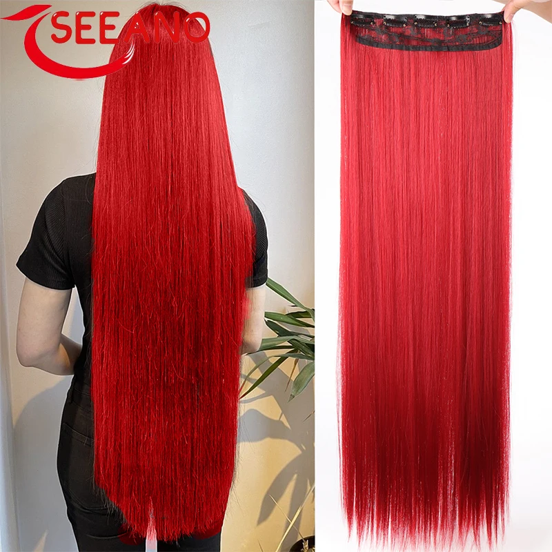 SEEANO Synthetic 20-40 Inch Extra Long Straight Hair Extension 5 Clips Black Blonde Brown High Temperature Fake Hairpiece
SEEANO Synthetic 20-40 Inch Extra Long Straight Hair Extension 5 Clips Black Blonde Brown High Temperature Fake Hairpiece