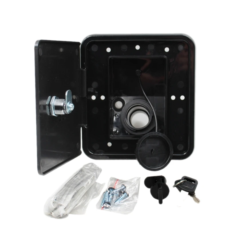 151X166 mm RV Hatch Cover Accessories Lockable Water Inlet Parts with Keys Square Threaded Fill Dish for Rv Trailer (Black)
151X166 mm RV Hatch Cover Accessories Lockable Water Inlet Parts with Keys Square Threaded Fill Dish for Rv Trailer (Black)