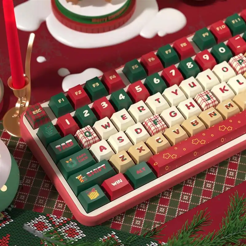 

KYOMOT 158 Keys Merry Christmas Theme Keycaps Cherry Profile Keycap ISO PBT Dye Sub for MX Switch DIY Layout Mechanical Keyboard