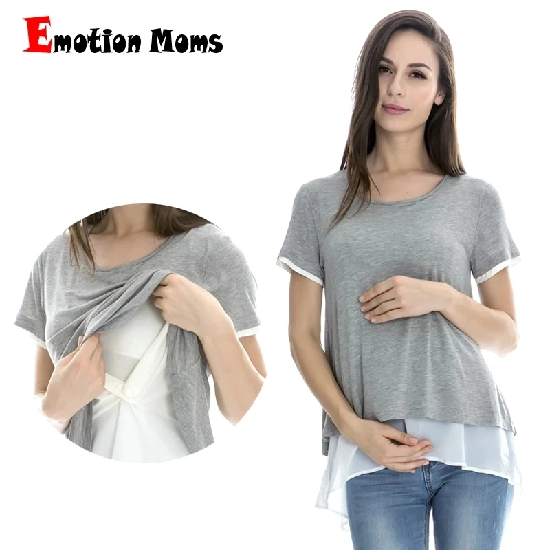 

Emotion Moms Summer Maternity T-shirt Short Sleeve Nursing Tops Pregnancy Maternity Clothes For Pregnant Women Breastfeeding Tee