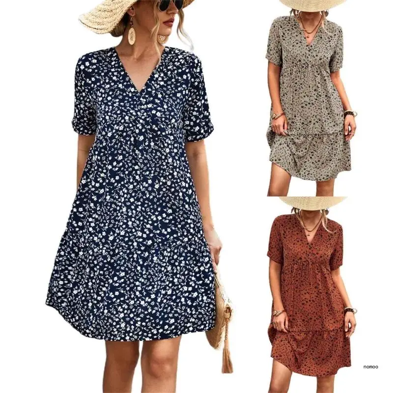 Womens Elegant Summer Bohemian Dress Casual V-Neck Floral Printed Dress Swing Dress Short Sleeve Short Vacation Dresses
Womens Elegant Summer Bohemian Dress Casual V-Neck Floral Printed Dress Swing Dress Short Sleeve Short Vacation Dresses