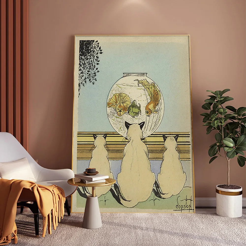 Three Cats Watching Fish In An Aquarium Art Print Poster Goldfish Animal Painting Canvas Wall Picture Decor
Three Cats Watching Fish In An Aquarium Art Print Poster Goldfish Animal Painting Canvas Wall Picture Decor