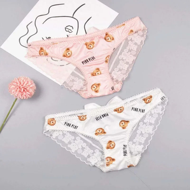 Women Cute Bear Panties Low Waist Lace Ruffled Kawaii Lingerie Milk Silk Underwear Female Lady Underwear
Women Cute Bear Panties Low Waist Lace Ruffled Kawaii Lingerie Milk Silk Underwear Female Lady Underwear