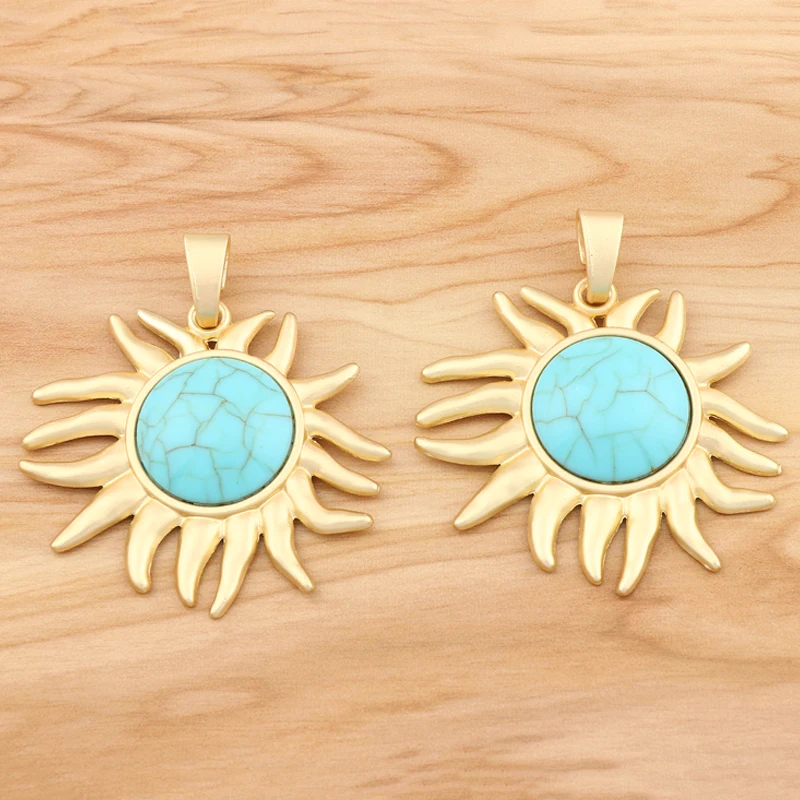 1 Pieces Antique Gold Large Turquoise Stone Sunflower Charms Pendants for DIY Necklace Jewelry Making Findings Accessories
1 Pieces Antique Gold Large Turquoise Stone Sunflower Charms Pendants for DIY Necklace Jewelry Making Findings Accessories