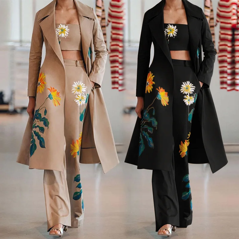 Women's Autumn and Winter Temperament Long Printed Windbreaker Trouser Coat Set for Women
Women's Autumn and Winter Temperament Long Printed Windbreaker Trouser Coat Set for Women