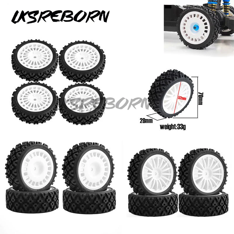 

4 PCS Plastic Wheel Rims Hub Rubber Wheels Tires For RC 1/10 On Road Rally Tamiya HSP HPI Kyosho TAMIYA XV-01 XV-02 TT01 TT02