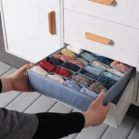 

Washable Drawer Organizers Storage Box Case For Bra Ties Underwear Socks Scarf Drawer Organizers Divider Lidded Closet Organizer