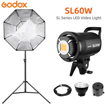 Godox-LED 비디오 라이트 SL-60W SL60W 5600K 화이트 버전, 연속 사용 가능, 스튜디오 비디오 녹화 용 Bowens 받침대