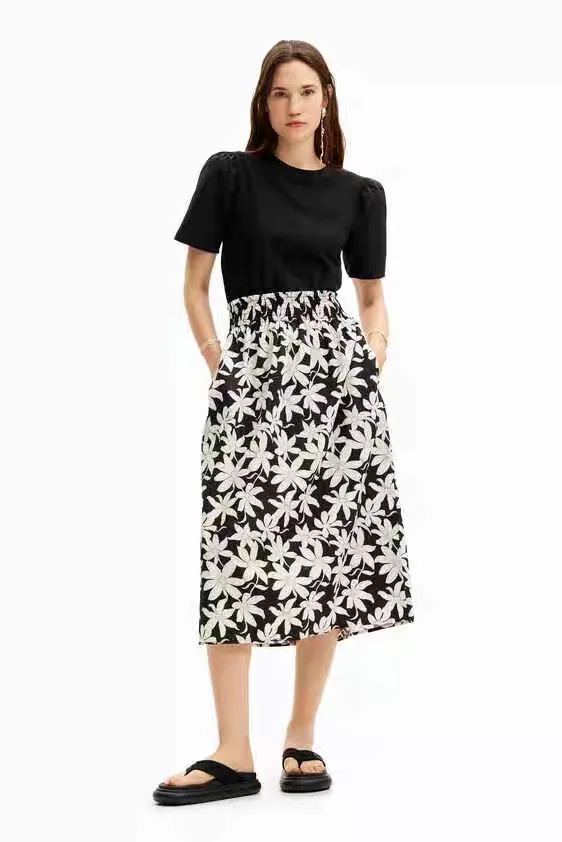 Foreign trade Spain original single D women's dress patchwork floral high waisted short sleeved slim fit long skirt
Foreign trade Spain original single D women's dress patchwork floral high waisted short sleeved slim fit long skirt
