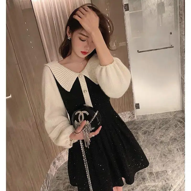 2023 New Womens Fashion Sweater Dress Small Fragrant Wind Waist Wrap Show Thin Shiny Silk Knitted Dress Women Dresses vestidos
2023 New Womens Fashion Sweater Dress Small Fragrant Wind Waist Wrap Show Thin Shiny Silk Knitted Dress Women Dresses vestidos