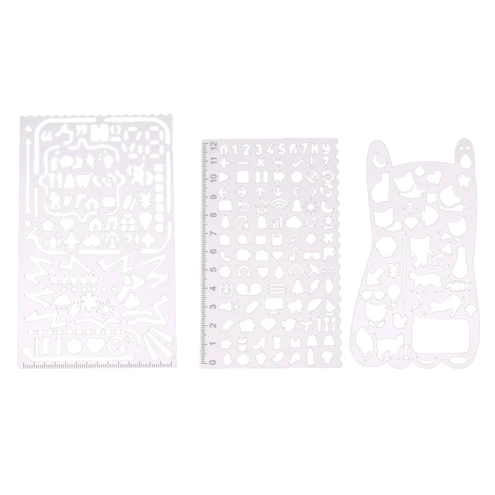 

3 Pcs Stainless Steel Hollow Pattern Ruler Painting Stencil Template Flowers Drawing Templates 304 Stencils for