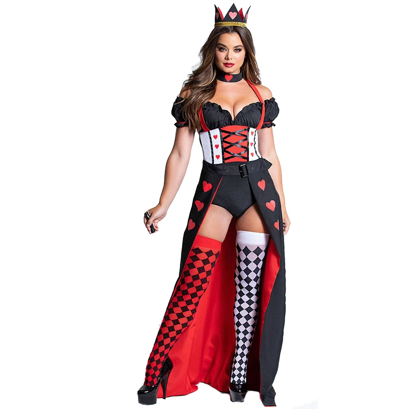 

Carnival Halloween Lady Alice Red Queen Costume Wonderland Characters Spooktacular Cosplay Fancy Party Dress