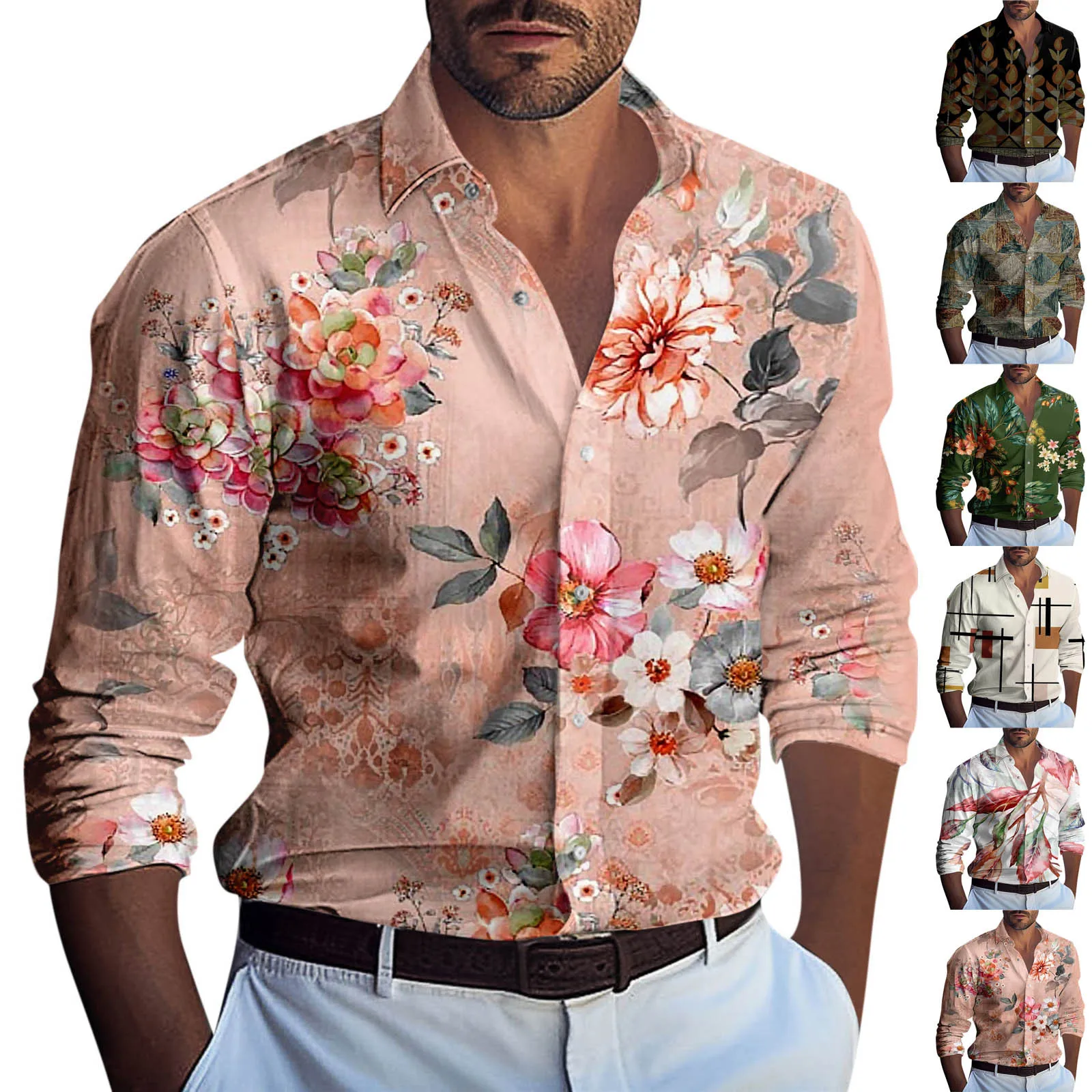 Men's Summer New Loose Print Long Sleeve Shirt Cardigan Beach Shirt Fashionable Temperament Printed Design Shirt camisetas
Men's Summer New Loose Print Long Sleeve Shirt Cardigan Beach Shirt Fashionable Temperament Printed Design Shirt camisetas