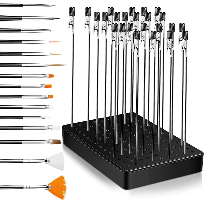 

Painting Stand Base Holder And 24 Pcs Alligator Clip Sticks And Clean Brush For Modeling Parts For DIY Card Photo Memo