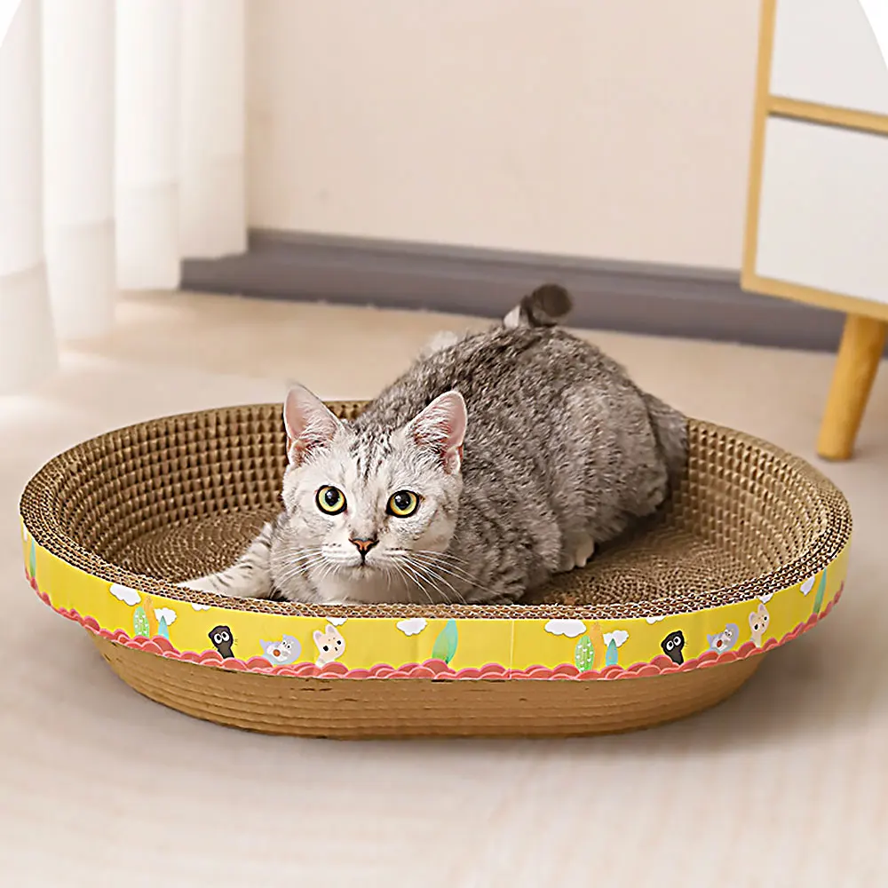 

Безворсовая гофрированная Когтеточка, круглые овальные когтеточки для кошек, инструмент для заточки когтей, кошачья кровать, мебель для кошек