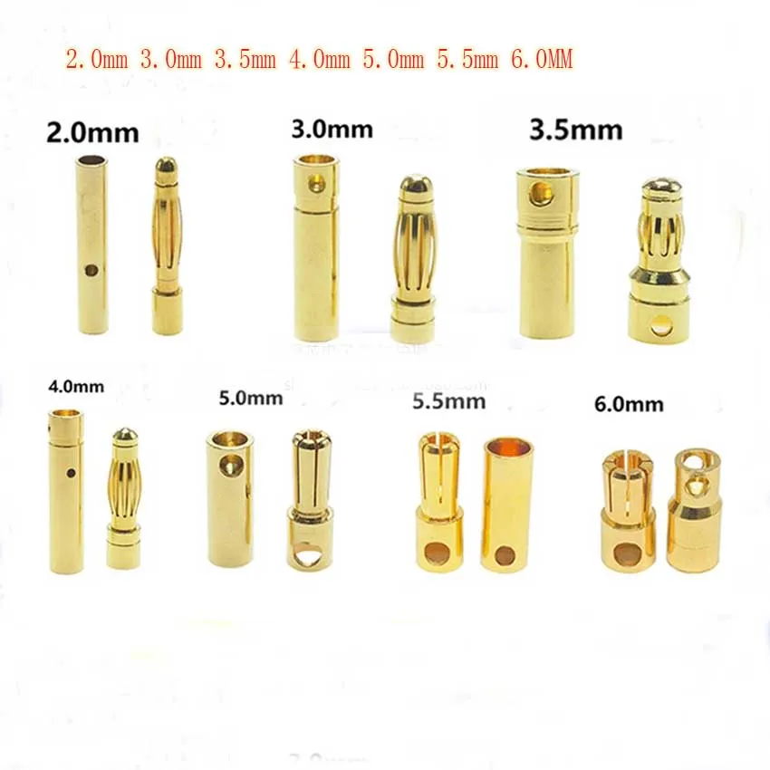 5/10Pair 2.0mm/3.0mm/3.5mm/4.0mm/5mm/5.5mm/6mm/8mm RC Battery Gold-plated Bullet Banana Plug Male Female Bullet Banana Connector
5/10Pair 2.0mm/3.0mm/3.5mm/4.0mm/5mm/5.5mm/6mm/8mm RC Battery Gold-plated Bullet Banana Plug Male Female Bullet Banana Connector