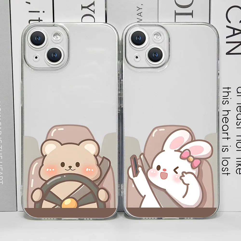 Funny Bunny Bear Lovers Couple Phone Case for IPhone 16 15 14 13 12 11 Pro Mini X XS MAX 7 8Plus Soft Paired Cover for IPhone 11 Funny Bunny Bear Lovers Couple Phone Case for IPhone 16 15 14 13 12 11 Pro Mini X XS MAX 7 8Plus Soft Paired Cover for IPhone 11
