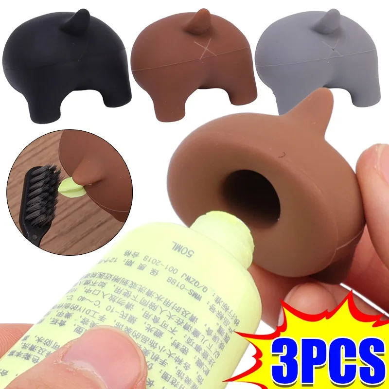 

1/3PCS Toothpaste Squeezer Caps Funny Pooping Dog Butt Toothpaste Tube Dispenser Silicone Self-Closing Head Cap Home Supply