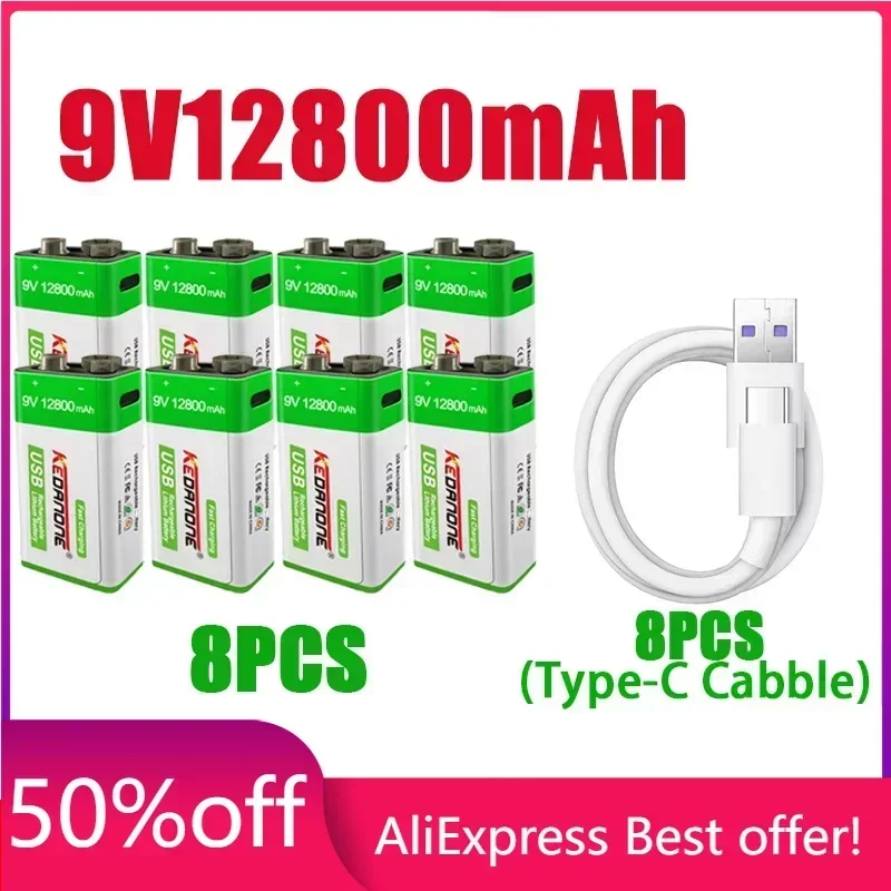 NEW 9V 12800mAh li-ion Rechargeable battery Micro USB Batteries 9 v lithium for Multimeter Microphone Toy Remote Control KTV use
NEW 9V 12800mAh li-ion Rechargeable battery Micro USB Batteries 9 v lithium for Multimeter Microphone Toy Remote Control KTV use