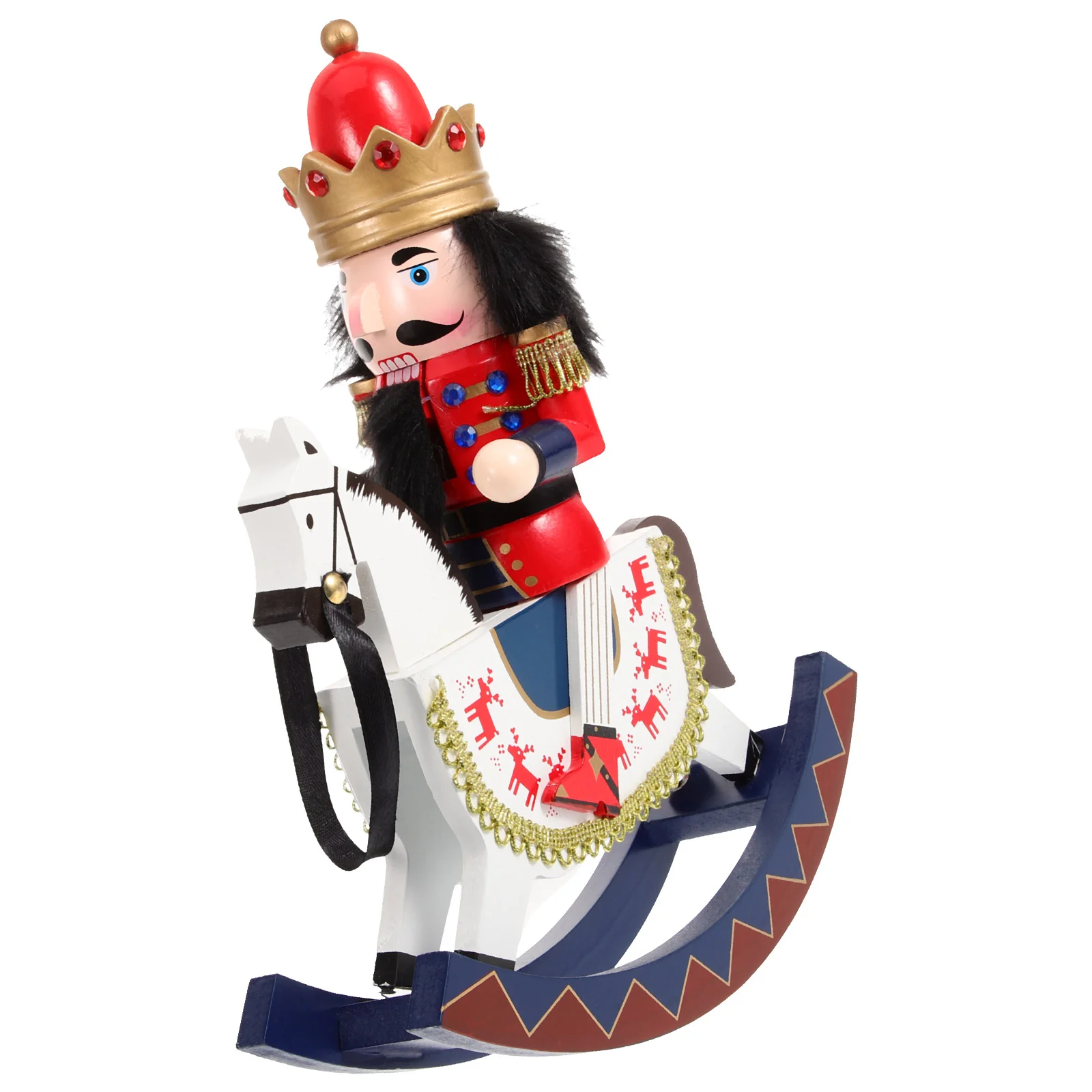 

Wooden Rocking Horse Nutcracker 30Cm Soldier Nutcracker Figures Rocking Horse Traditional Nutcracker Puppet Festive