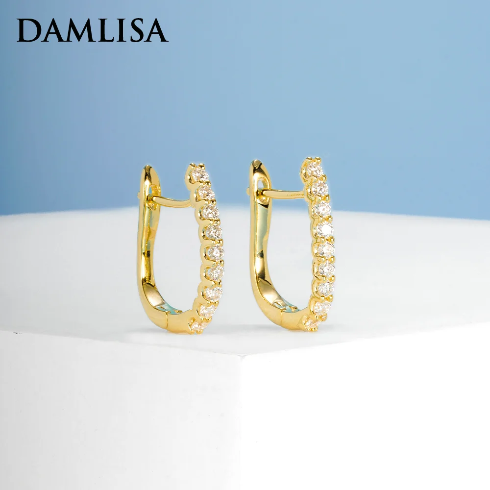

DAMLISA D Color VVS1 Full Moissanite Hoop Earrings For Women Men 925 Sterling Silver Round Cut Diamond Sparkling Huggie Earring