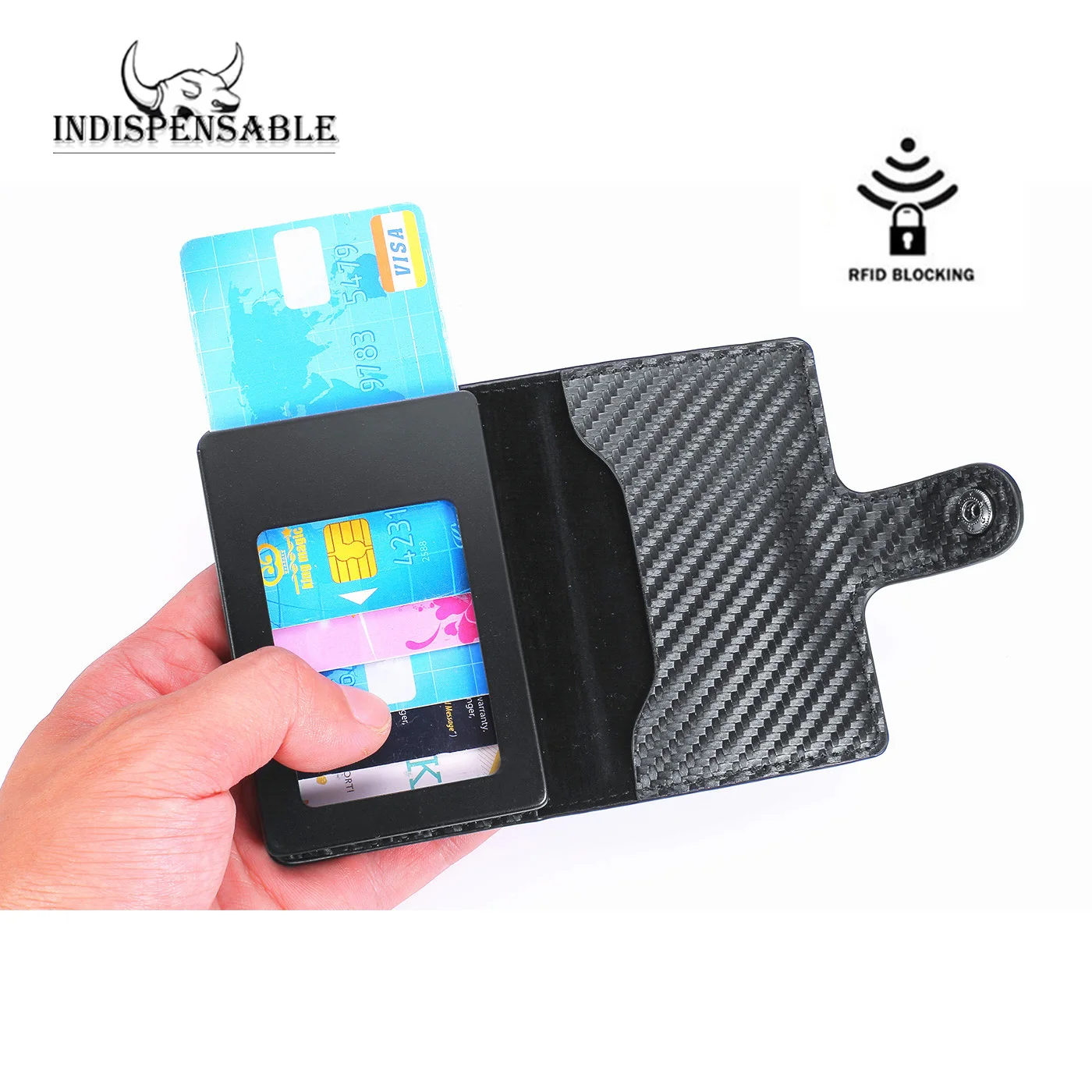 

INDISPENSABLE Wallet Men Smart Pu Leather Card Wallet Luxury Designer Man Card Holder Tri-fold RFID Case Business Cardholder