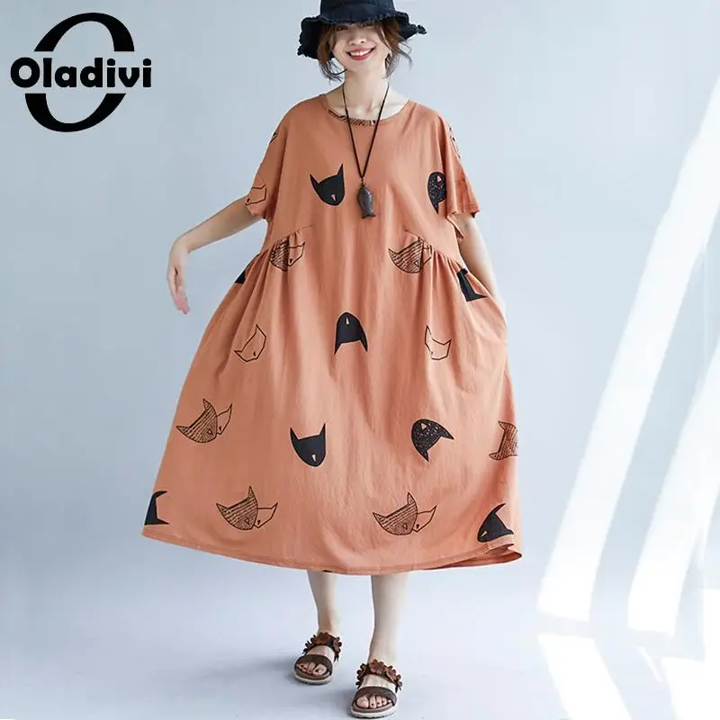 Oladivi Oversized Women Fashion Print Casual Loose Dress Ladies Loose Style Summer Dresses Female Top Tunics Vestidios STK 7008
Oladivi Oversized Women Fashion Print Casual Loose Dress Ladies Loose Style Summer Dresses Female Top Tunics Vestidios STK 7008