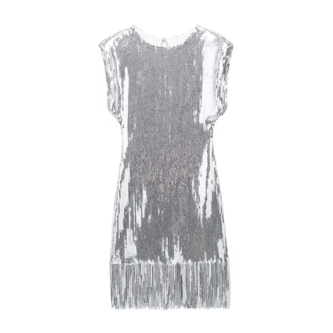 Women's 2023 Chic Fashion Exquisite Tassel Sequined Decorative Mini Dress Retro Round Neck Sleeveless Dress Vestidos Mujer
Women's 2023 Chic Fashion Exquisite Tassel Sequined Decorative Mini Dress Retro Round Neck Sleeveless Dress Vestidos Mujer