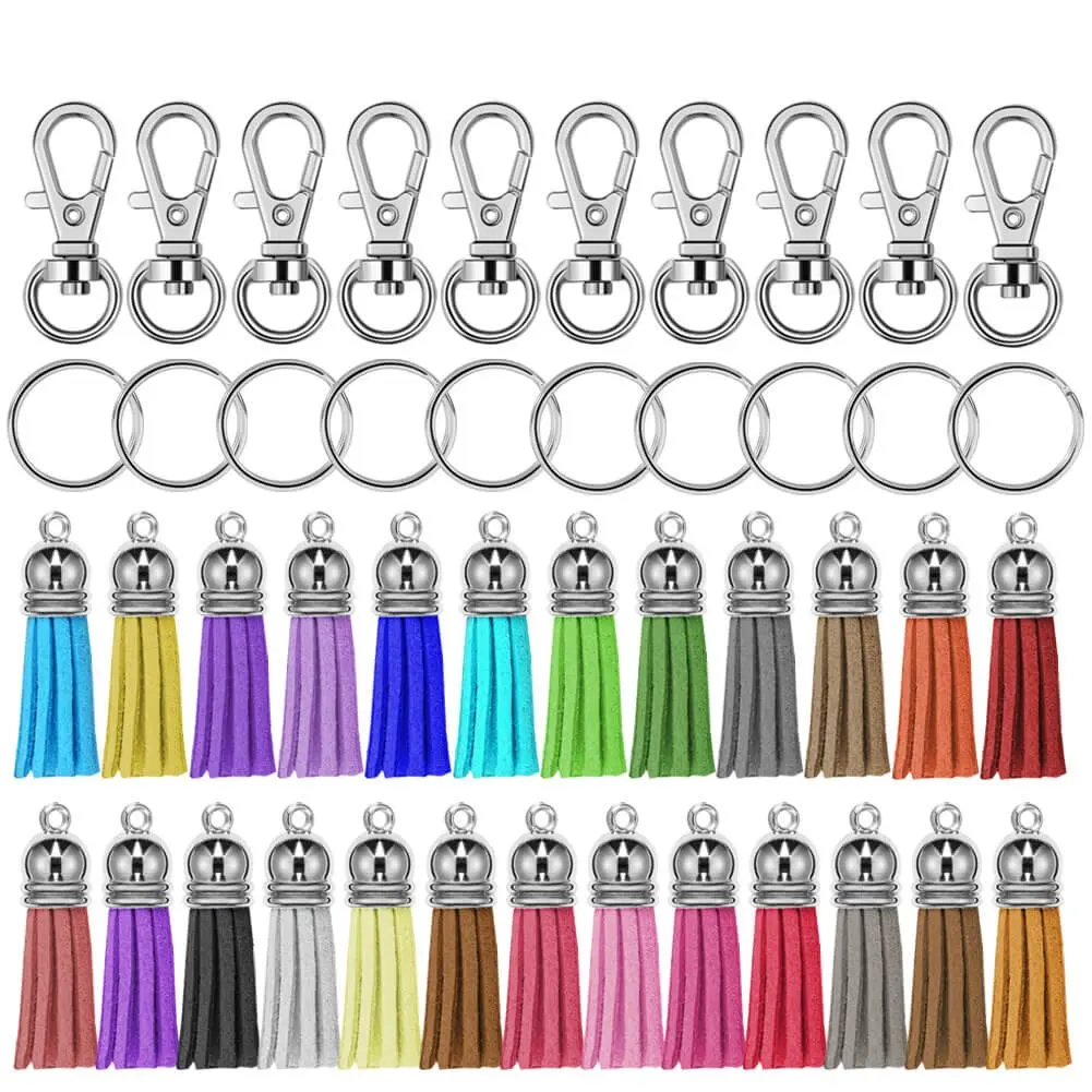 30Pcs Swivel Hooks with Key Rings and Multicolour Tassels Bulk for Keychain Crafts Jewelry Accessories
30Pcs Swivel Hooks with Key Rings and Multicolour Tassels Bulk for Keychain Crafts Jewelry Accessories