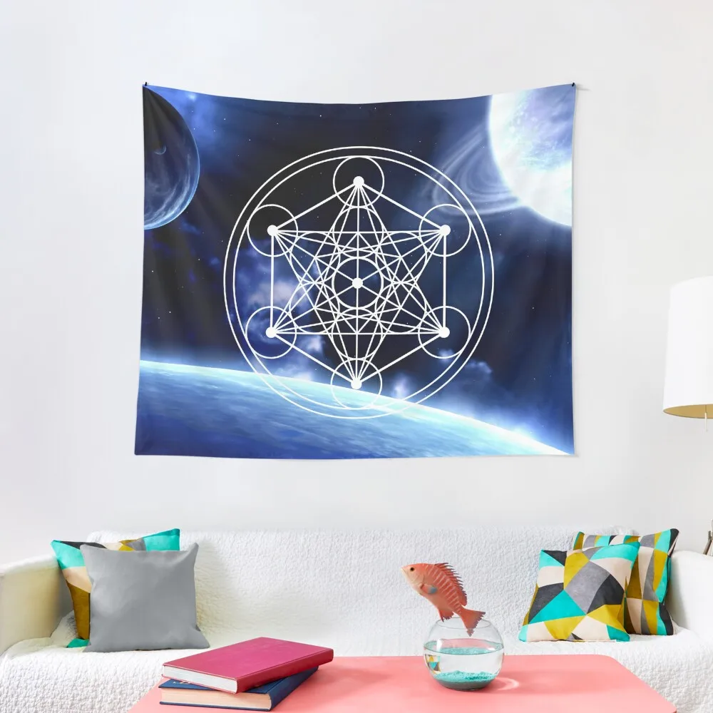 

Sacred Geometry Art. Metatron's Cube in Space Tapestry Wallpapers Home Decor Aesthetic Room Decoration Wall Decor Hanging