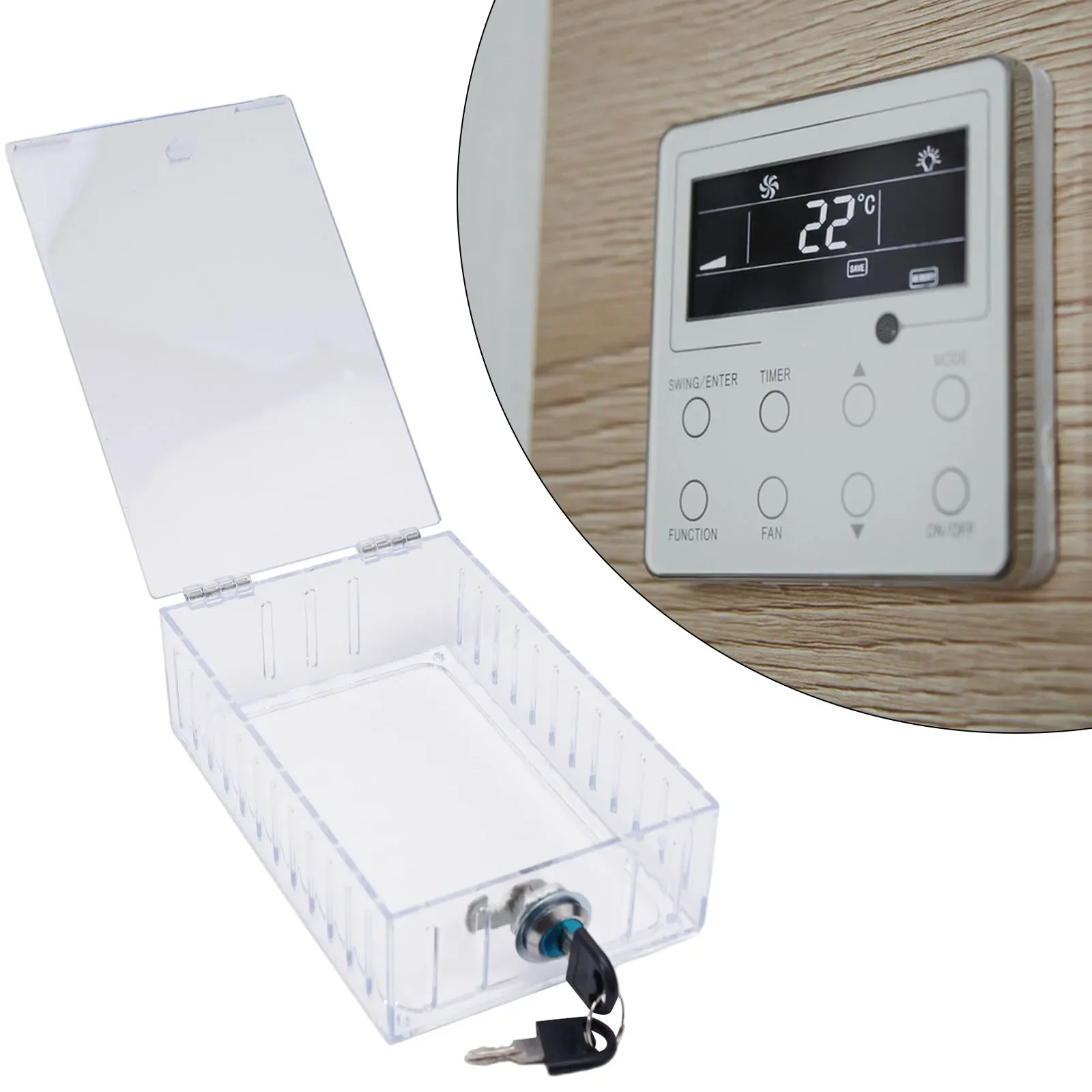 18.6*12*5.6cm Thermostat Lock Box Clear Acrylic Thermostat Guard Clear Cover Lock Box With Key Thermostat Protective Cover
18.6*12*5.6cm Thermostat Lock Box Clear Acrylic Thermostat Guard Clear Cover Lock Box With Key Thermostat Protective Cover