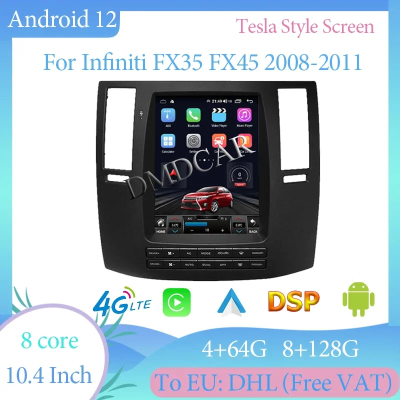 Android 12 10.4" 128G For Infiniti FX35 FX45 2008-2011 Tesla Style Vertical Screen GPS Navigation Radio Stereo Multimedia Player
Android 12 10.4" 128G For Infiniti FX35 FX45 2008-2011 Tesla Style Vertical Screen GPS Navigation Radio Stereo Multimedia Player