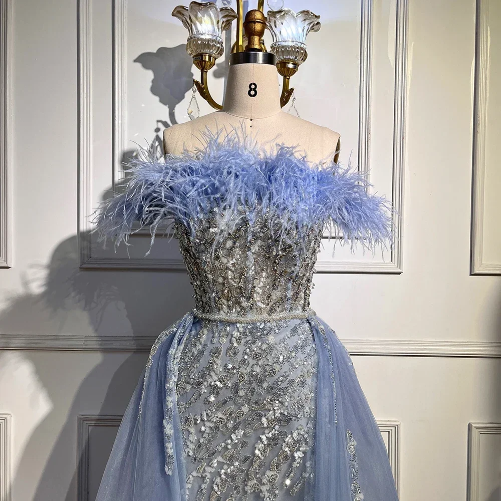 GiayMus Blue Feather Mermaid Luxury Beaded Evening Dresses 2024 With Overskirt Formal Gowns For Women Wedding Party EV72061
GiayMus Blue Feather Mermaid Luxury Beaded Evening Dresses 2024 With Overskirt Formal Gowns For Women Wedding Party EV72061