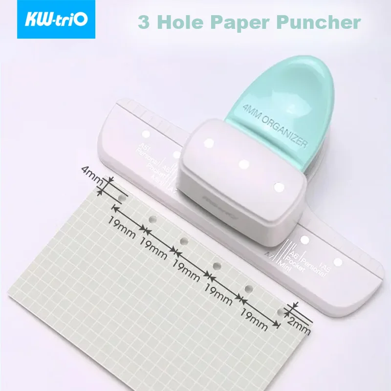 

3 Holes 4mm Hole Puncher For DIY A5 A6 A7 Loose Leaf Handicrafts Card Paper Hole Punch Creative Stationery Office Tools Gadgets