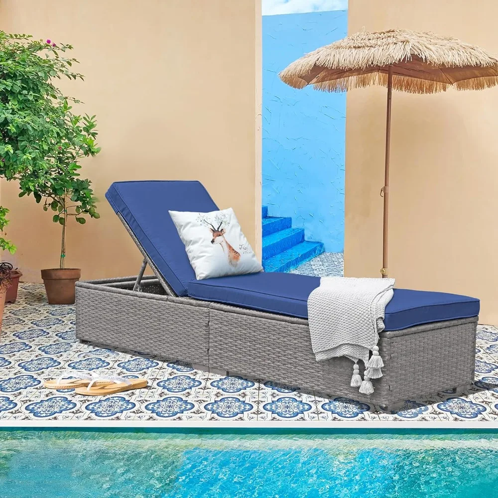 Outdoor Beach Chairs Lounge Elegant Reclining Adjustable Pool Rattan Chaise Lounge with Cushion, Light Grey,Beach Chairs
Outdoor Beach Chairs Lounge Elegant Reclining Adjustable Pool Rattan Chaise Lounge with Cushion, Light Grey,Beach Chairs