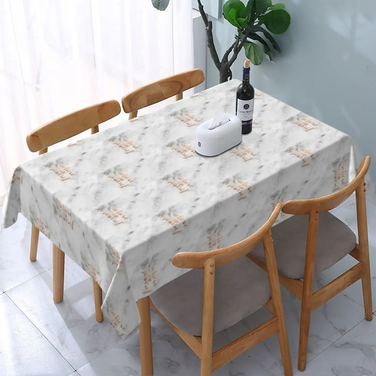 

Rectangular Fitted Believe In Yourself Table Cloth Oilproof Tablecloth 40"-44" Table Cover Backed with Elastic Edge