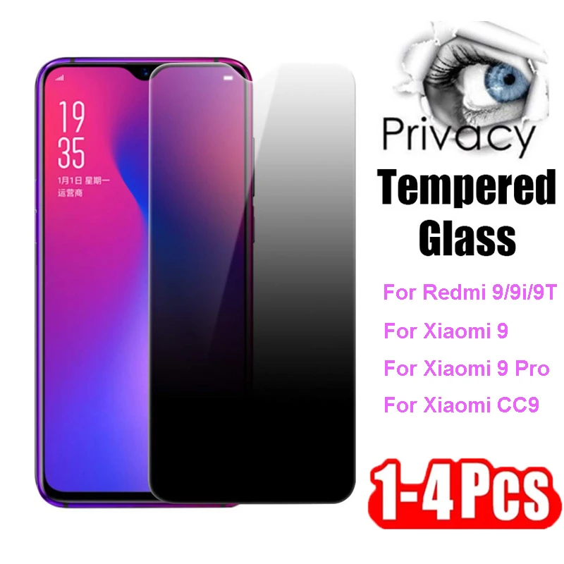 

1-4Pcs Anti-Spy Protective Tempered Glass For Xiaomi Mi 9 Pro Privacy Screen Protectors For Xiaomi CC9 Redmi 9 9i 9T Glass Films