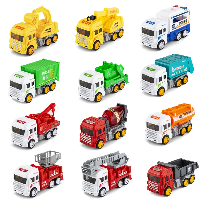 

Children's Boys Toys Simulation Inertia Engineering Vehicle Series Mixer Excavator Bulldozer Fire Truck Garbage Truck Toy Model