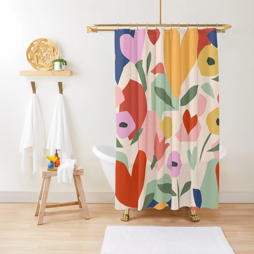 

Flower market, Venice, Colorful retro print, Aesthetic poster, Floral art, Valentine, Hearts, Abstract flowers Shower Curtain