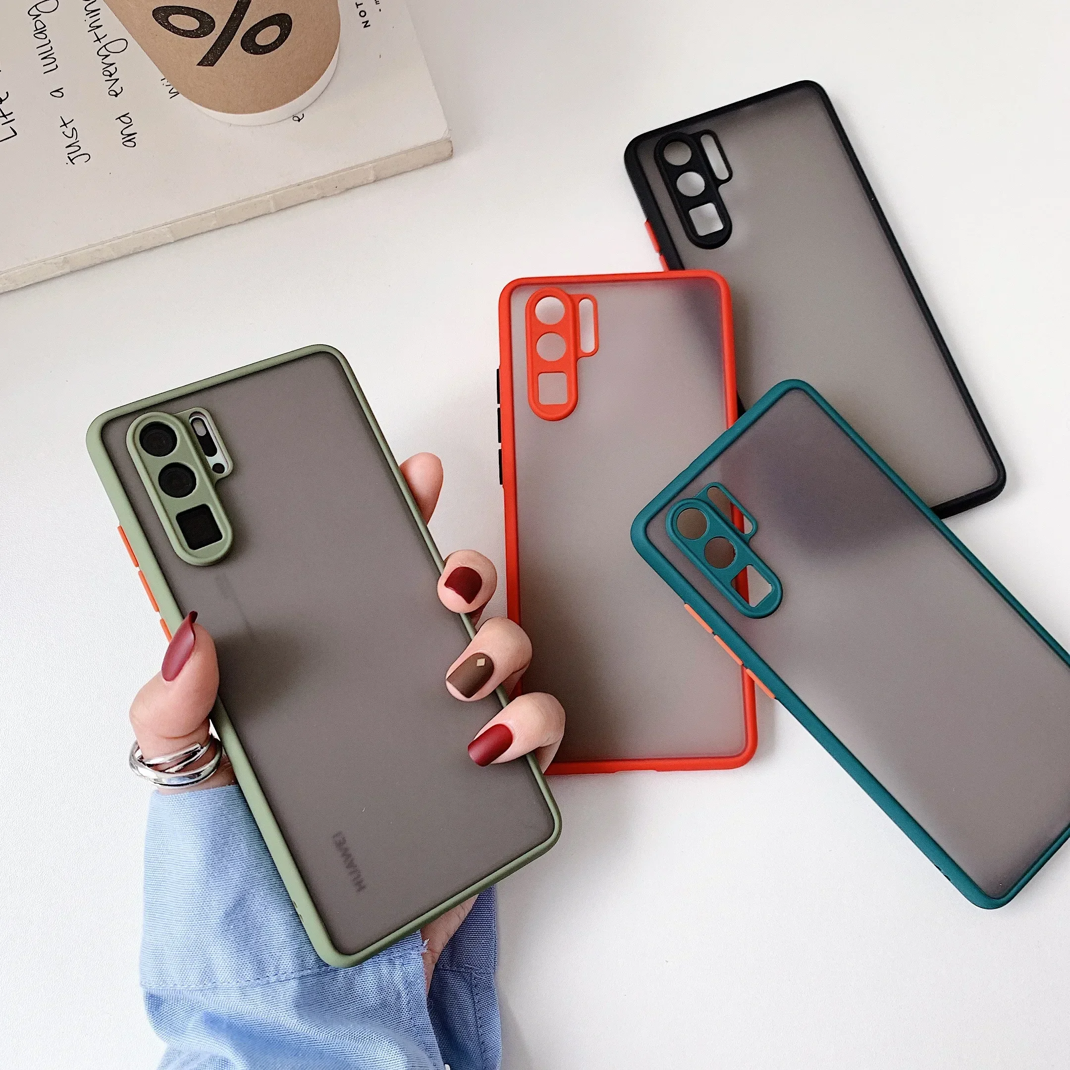

Camera Lens Protection Phone Case For Huawei P20 P30 P40 Mate 20 Pro Honor 20 Matte Translucent Shockproof Back Cover Case
