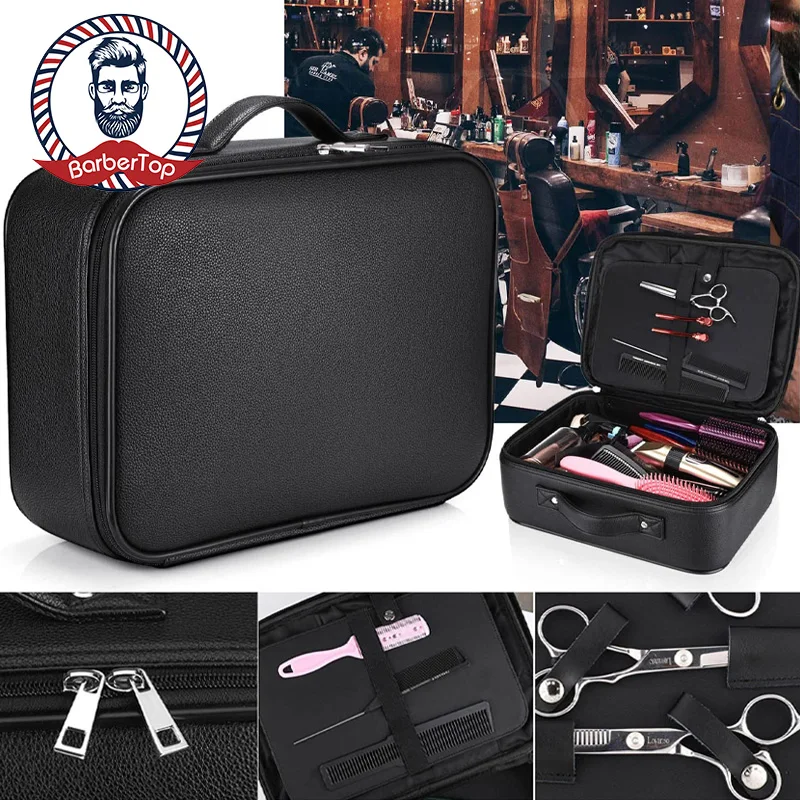 

Fashion Barber Hair Scissor Salon Tool Bag Black Hairdressing Tools Waterproof Large Capacity Storage Box Portable Hard Suitcase