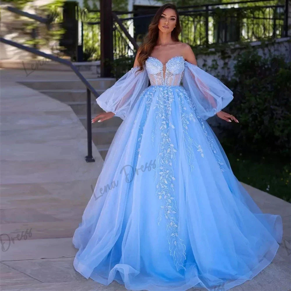 Lena - Charming Sky Blue Sparkling Sticker Lace Beaded Ball Dress Detachable Bubble Sleeves Thin Gauze Ball Dress Tight Corset
Lena - Charming Sky Blue Sparkling Sticker Lace Beaded Ball Dress Detachable Bubble Sleeves Thin Gauze Ball Dress Tight Corset