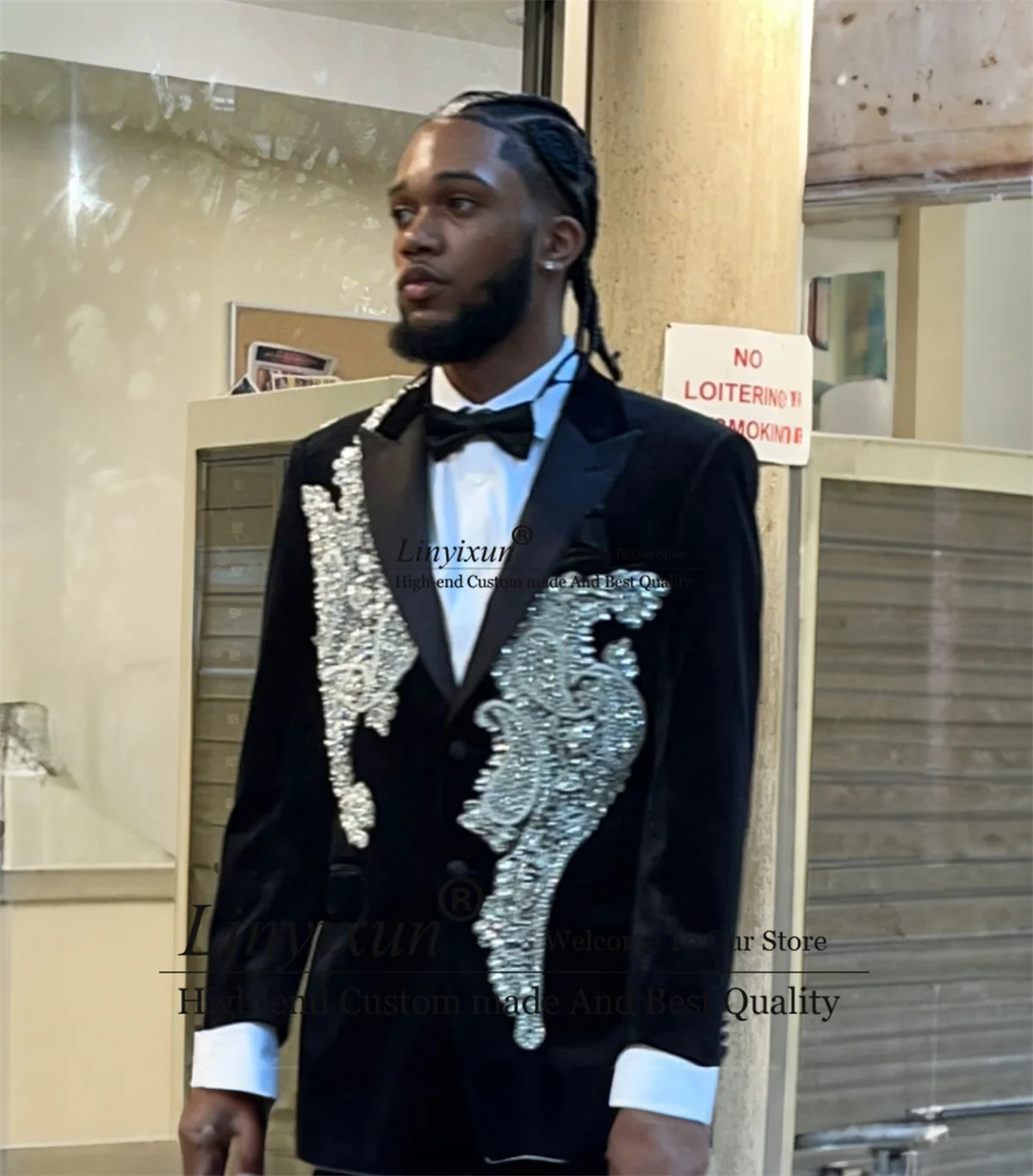 

Luxury Crystal Mens Wedding Suits Peak Lapel Groom Tuxedos Slim Fit Bridegroom Prom Blazers 2 Pieces Sets Business Costume Homme