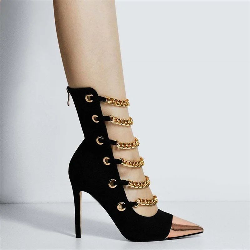 Gold Chain Ladies Shoes Sandal Black Thin High Heels Pointed Toe Women's Boots Chaussure Mixed Colors Sandalias Zapatos De Mujer
Gold Chain Ladies Shoes Sandal Black Thin High Heels Pointed Toe Women's Boots Chaussure Mixed Colors Sandalias Zapatos De Mujer