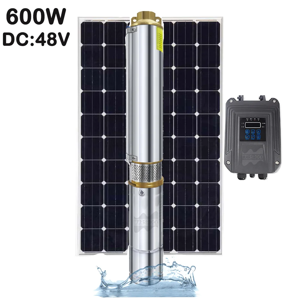 

600W Solar DC Brushless Deep Well Pump With External MPPT Controller Max Water Flow Rate2.5T/H Solar Irrigation Submersible Pump