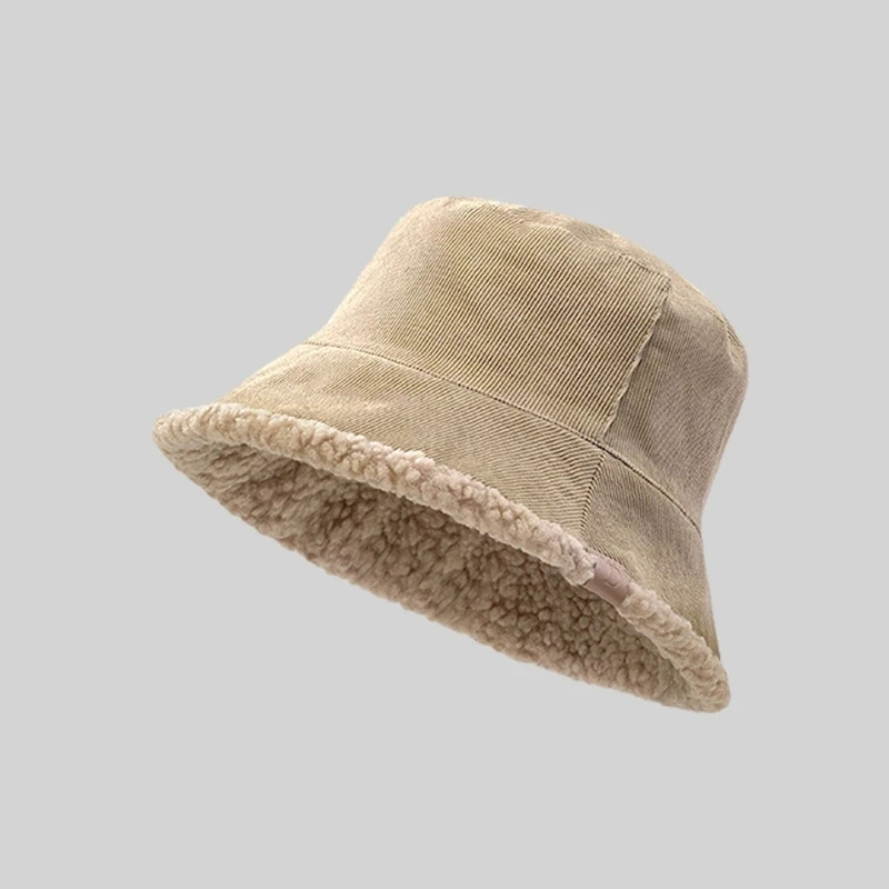 Women winter bucket hat warm reversible design